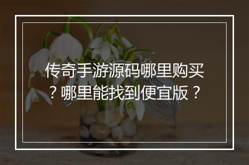 传奇手游源码哪里购买？哪里能找到便宜版？