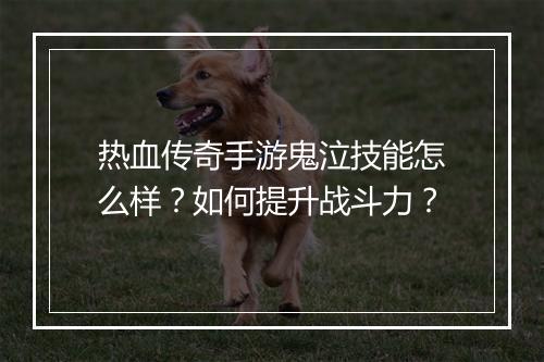 热血传奇手游鬼泣技能怎么样？如何提升战斗力？