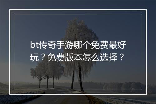 bt传奇手游哪个免费最好玩？免费版本怎么选择？