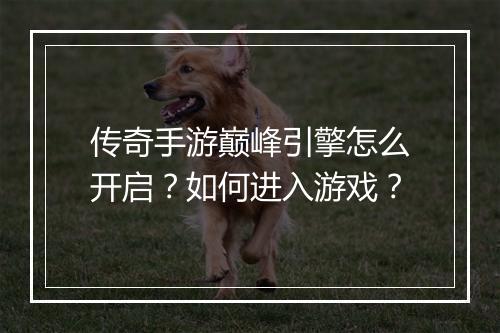 传奇手游巅峰引擎怎么开启？如何进入游戏？