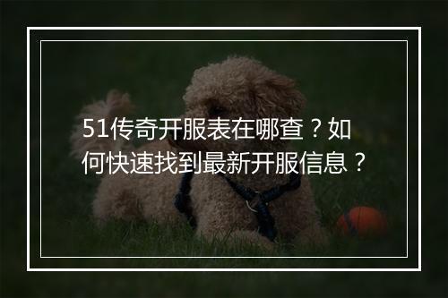51传奇开服表在哪查？如何快速找到最新开服信息？