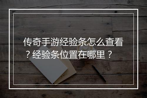 传奇手游经验条怎么查看？经验条位置在哪里？