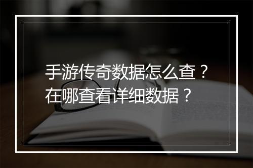 手游传奇数据怎么查？在哪查看详细数据？