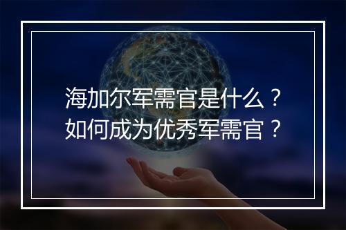 海加尔军需官是什么？如何成为优秀军需官？