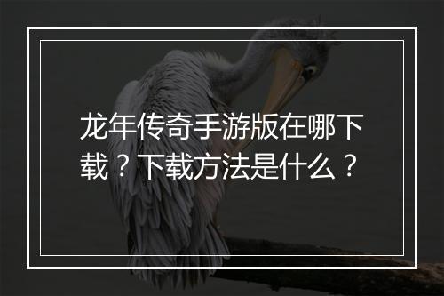 龙年传奇手游版在哪下载？下载方法是什么？