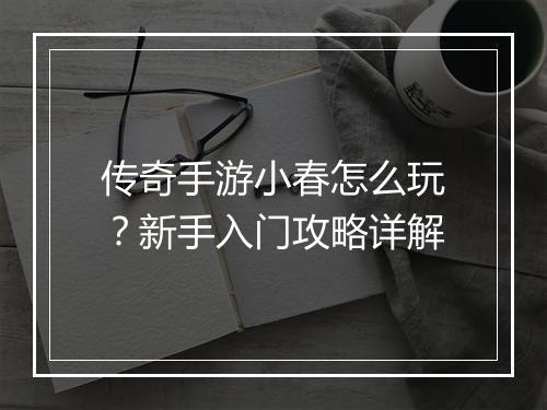 传奇手游小春怎么玩？新手入门攻略详解