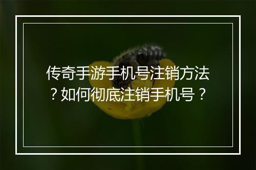 传奇手游手机号注销方法？如何彻底注销手机号？