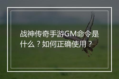 战神传奇手游GM命令是什么？如何正确使用？