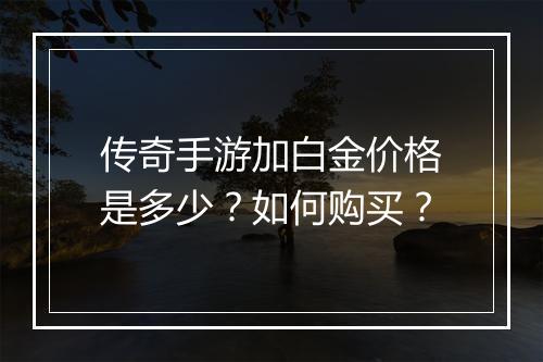 传奇手游加白金价格是多少？如何购买？