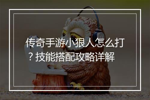 传奇手游小狠人怎么打？技能搭配攻略详解