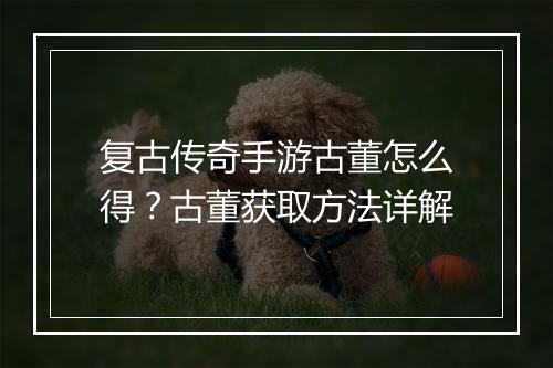 复古传奇手游古董怎么得？古董获取方法详解