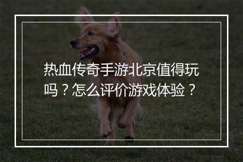 热血传奇手游北京值得玩吗？怎么评价游戏体验？