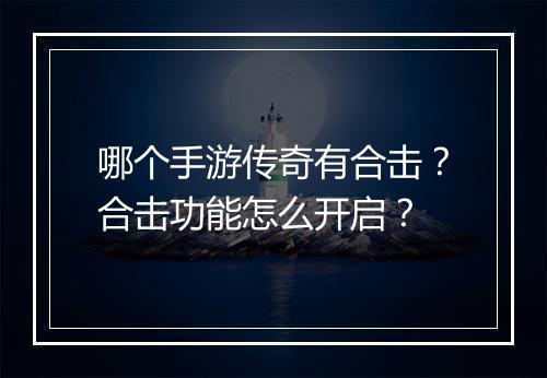 哪个手游传奇有合击？合击功能怎么开启？