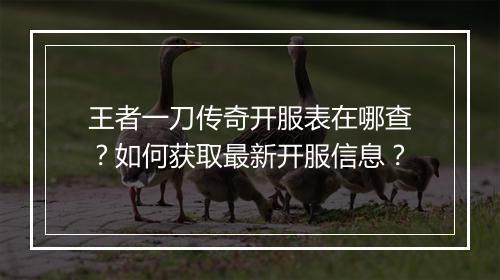 王者一刀传奇开服表在哪查？如何获取最新开服信息？