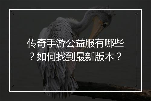 传奇手游公益服有哪些？如何找到最新版本？