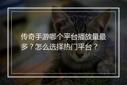 传奇手游哪个平台播放量最多？怎么选择热门平台？