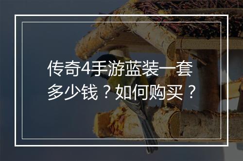 传奇4手游蓝装一套多少钱？如何购买？