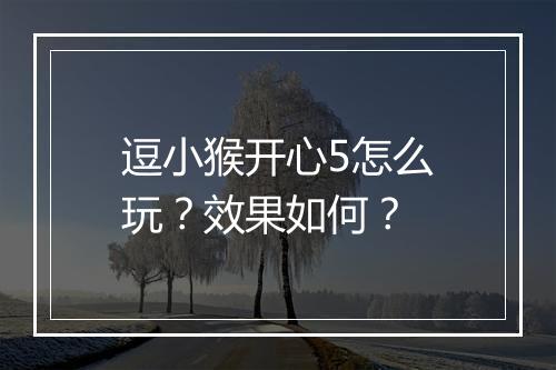 逗小猴开心5怎么玩？效果如何？