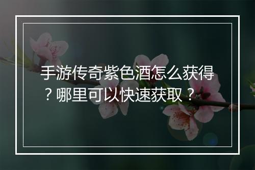 手游传奇紫色酒怎么获得？哪里可以快速获取？