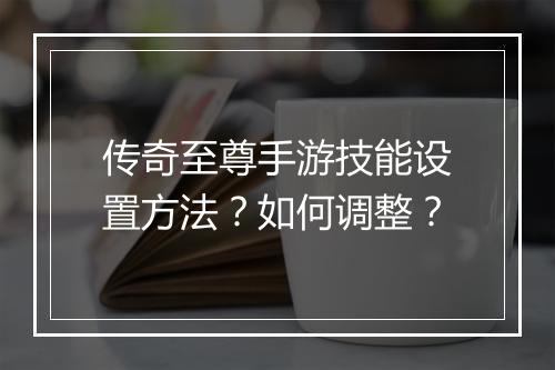 传奇至尊手游技能设置方法？如何调整？