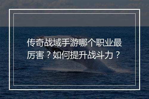 传奇战域手游哪个职业最厉害？如何提升战斗力？