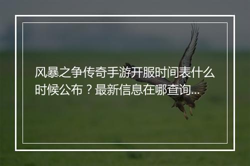 风暴之争传奇手游开服时间表什么时候公布？最新信息在哪查询？