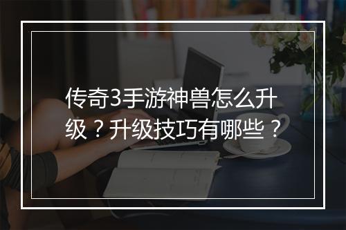 传奇3手游神兽怎么升级？升级技巧有哪些？