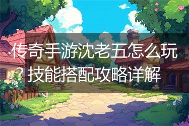 传奇手游沈老五怎么玩？技能搭配攻略详解