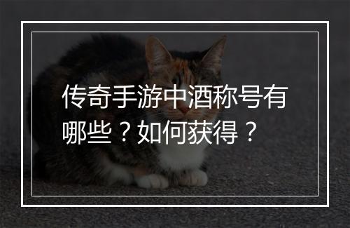 传奇手游中酒称号有哪些？如何获得？
