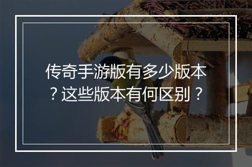 传奇手游版有多少版本？这些版本有何区别？