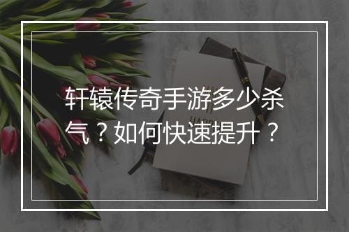 轩辕传奇手游多少杀气？如何快速提升？