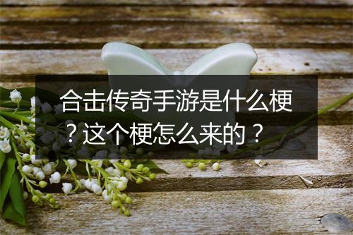 合击传奇手游是什么梗？这个梗怎么来的？