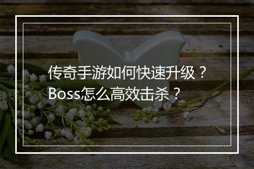 传奇手游如何快速升级？Boss怎么高效击杀？