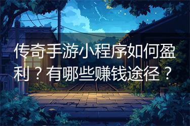 传奇手游小程序如何盈利？有哪些赚钱途径？