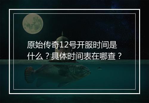 原始传奇12号开服时间是什么？具体时间表在哪查？