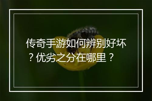 传奇手游如何辨别好坏？优劣之分在哪里？