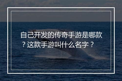 自己开发的传奇手游是哪款？这款手游叫什么名字？