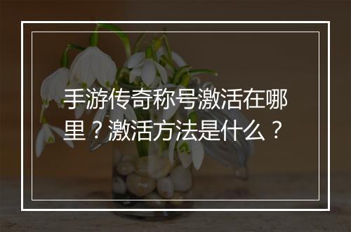 手游传奇称号激活在哪里？激活方法是什么？