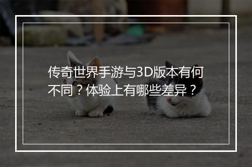 传奇世界手游与3D版本有何不同？体验上有哪些差异？
