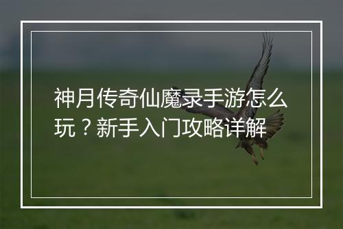 神月传奇仙魔录手游怎么玩？新手入门攻略详解