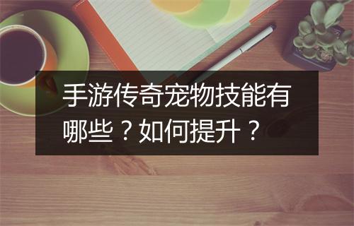 手游传奇宠物技能有哪些？如何提升？
