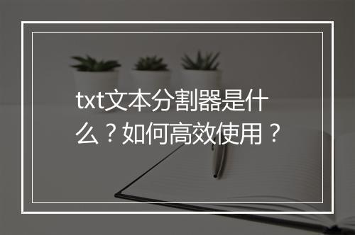 txt文本分割器是什么？如何高效使用？