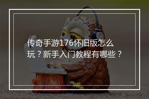 传奇手游176怀旧版怎么玩？新手入门教程有哪些？