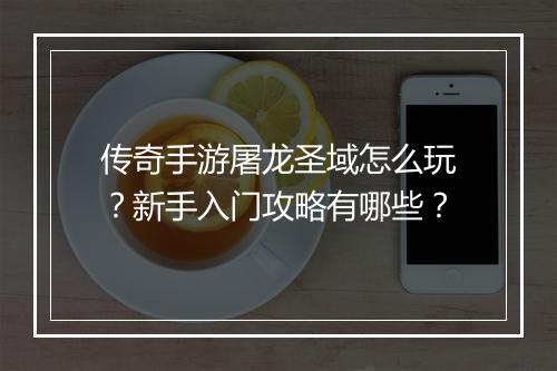 传奇手游屠龙圣域怎么玩？新手入门攻略有哪些？