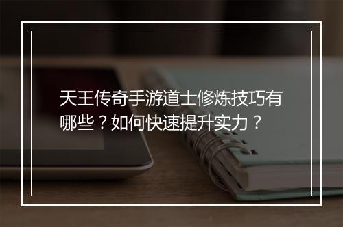 天王传奇手游道士修炼技巧有哪些？如何快速提升实力？