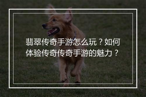翡翠传奇手游怎么玩？如何体验传奇传奇手游的魅力？