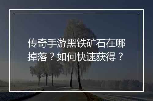 传奇手游黑铁矿石在哪掉落？如何快速获得？