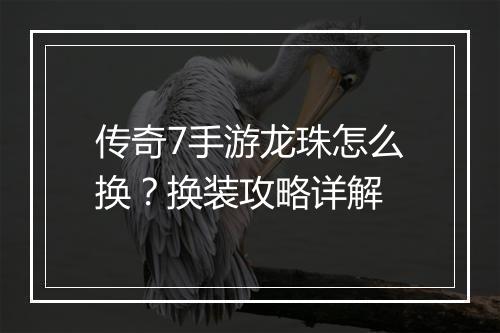 传奇7手游龙珠怎么换？换装攻略详解