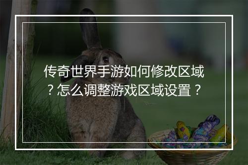 传奇世界手游如何修改区域？怎么调整游戏区域设置？