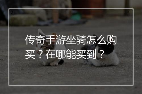 传奇手游坐骑怎么购买?在哪能买到?